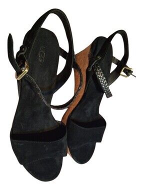Ugg Cork D'Alessio Braided Suede Wedge Sandals Size 9
